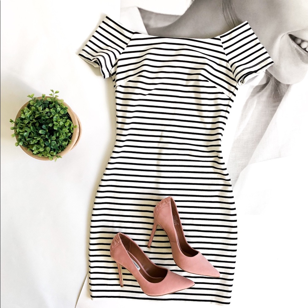 LIME Black & White Ponte Stretchy Dress XXS NWOT